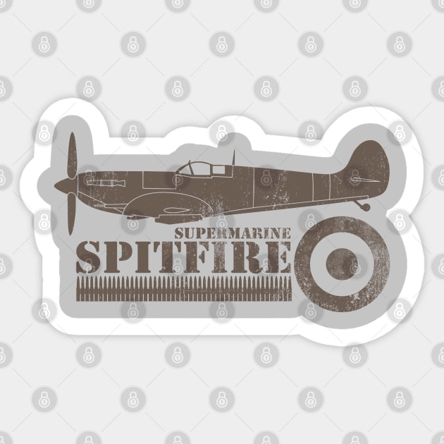 RAF Spitfire Battle of Britain (distressed) Sticker by TCP